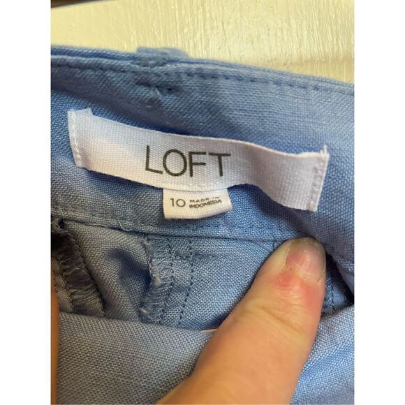 Ann Taylor Loft light blue linen blend high rise shorts Size 10 NWT - Picture 5 of 9